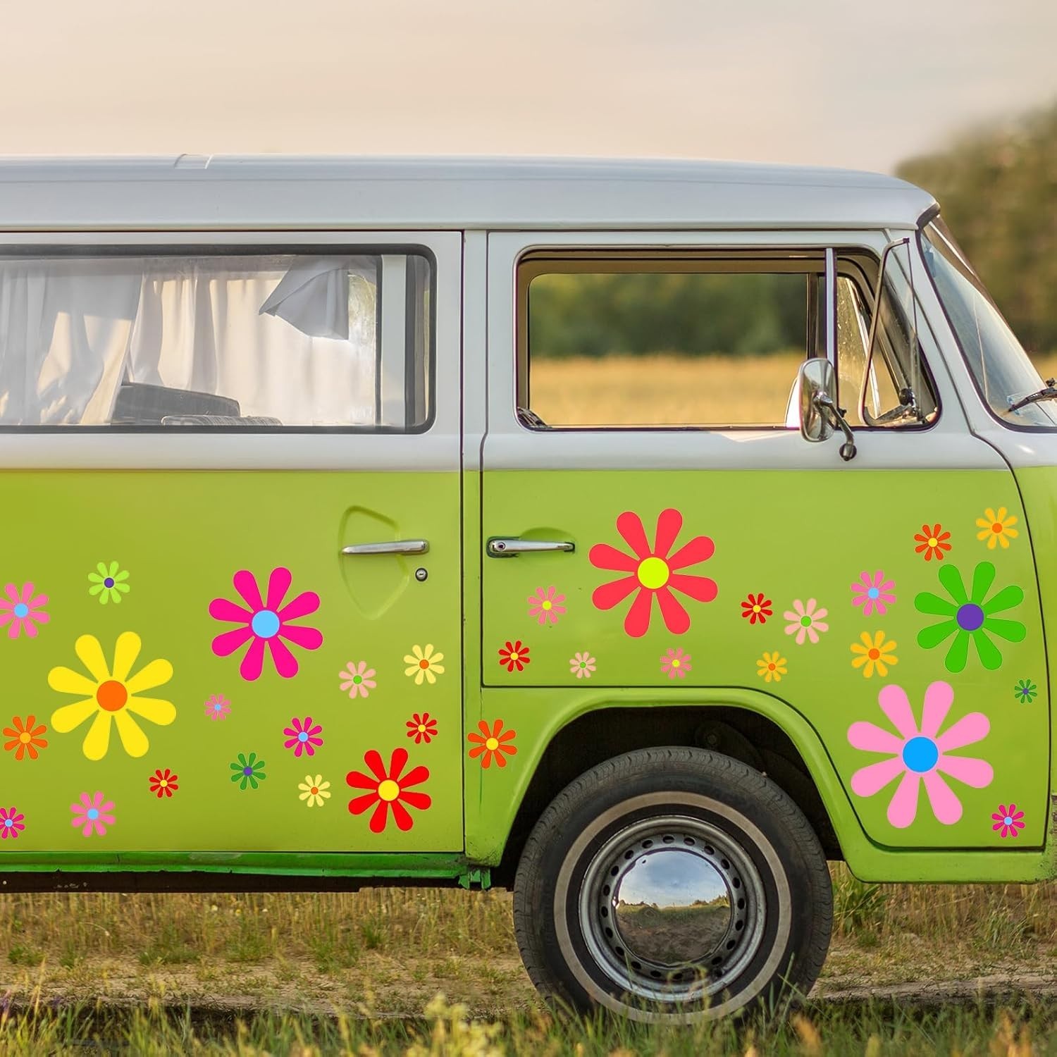 12 Sheets Daisy Stickers 130 Pcs Flower Car Decals Self Adhesive Vinyl Retro But
