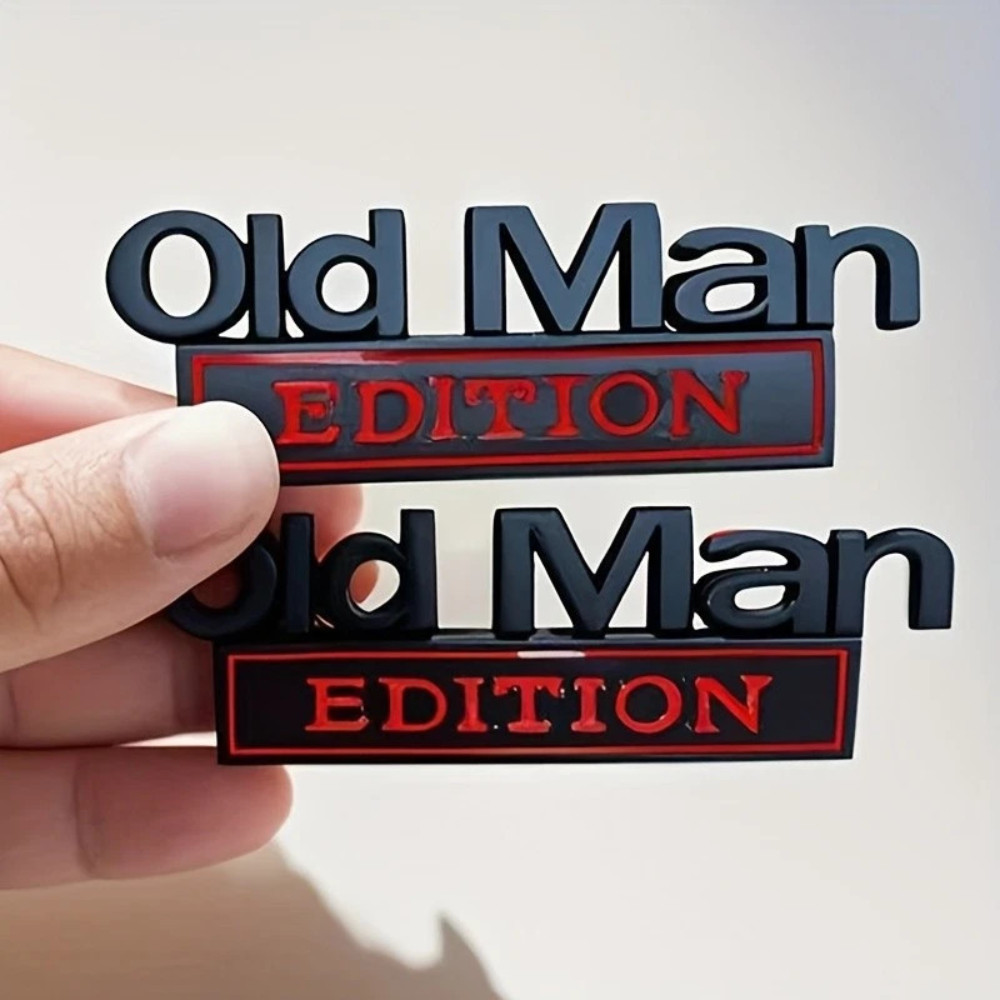 2pcs Old Man Edition Car Emblem 3D Metal Sticker Badge–New Funny Edition Decal