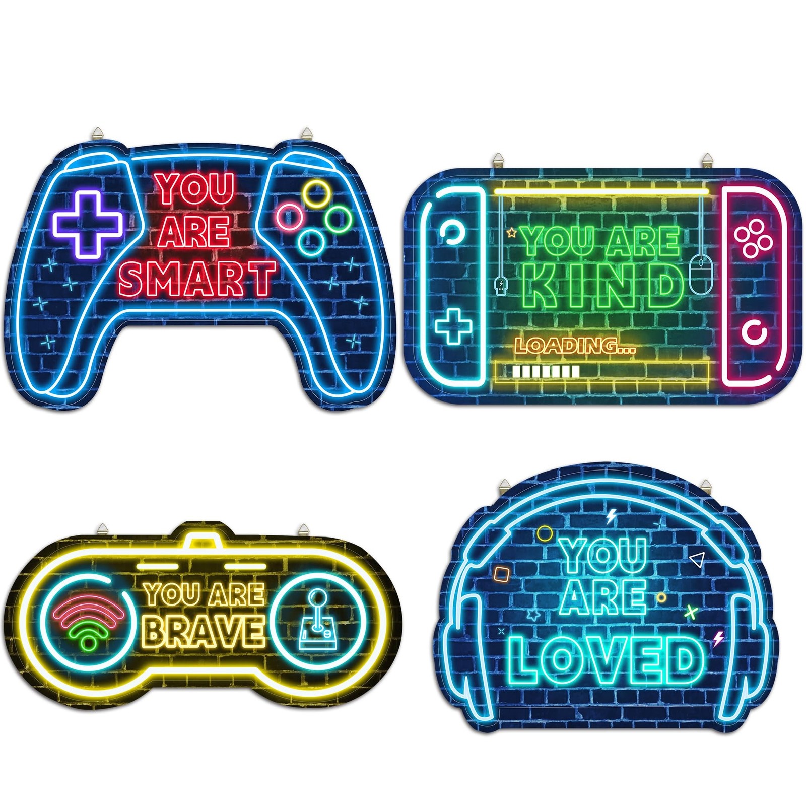 Dudjotc 4 PCS Gaming Room Decor for Boys,Gamer Printed Neon Cool Gaming Poste…