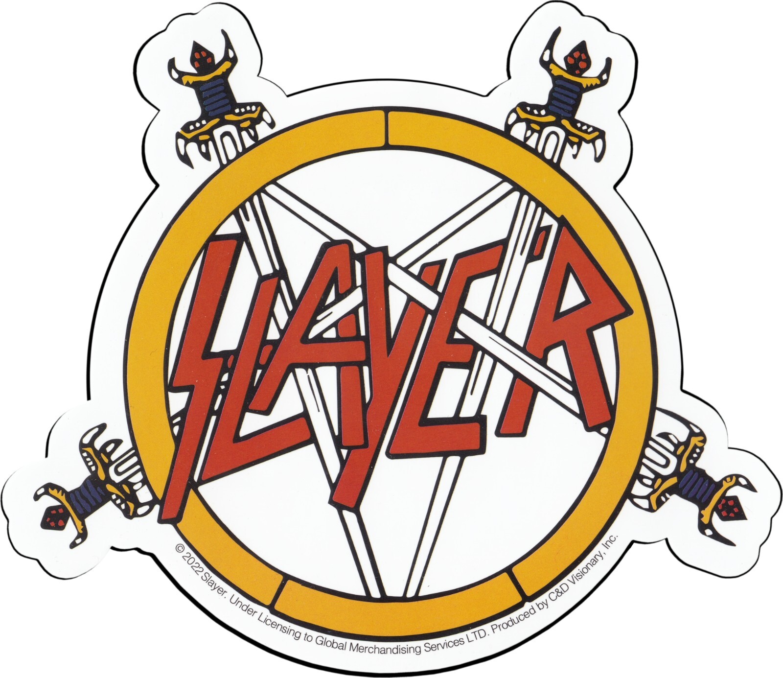 Sticker – Slayer Pentagram Four Sword Logo 5″ x 5.5″ Die Cut #5989