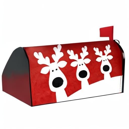 Merry Christmas Elk Mailbox Cover 21×18 inch, Cover-01