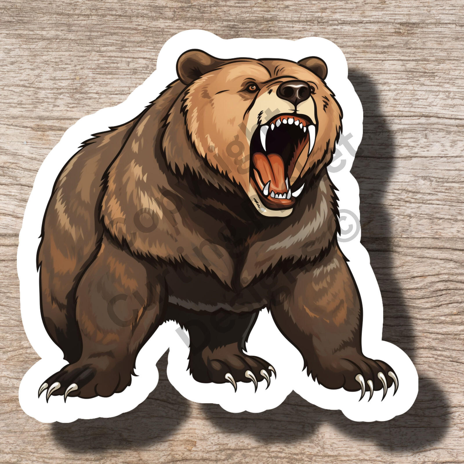 Angry Grizzly Bear Teeth Claws Fierce Roaring 3″ Vinyl Sticker