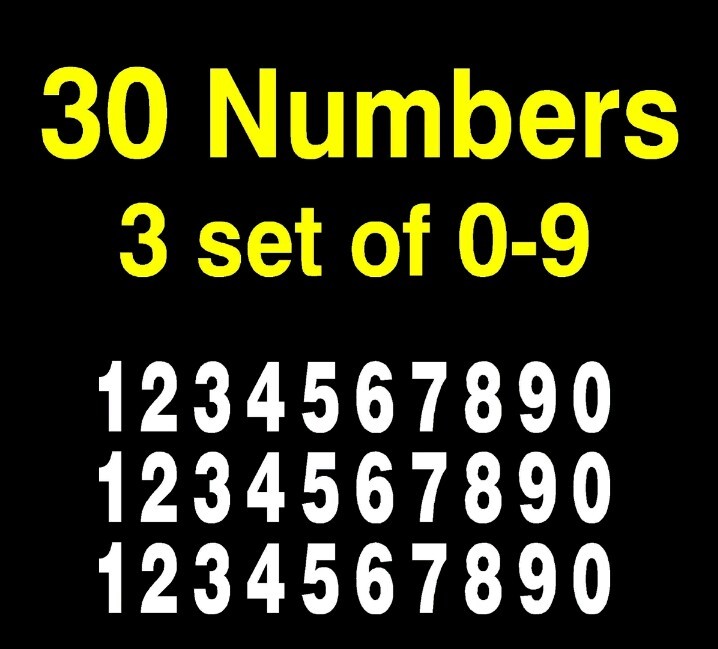 3 sets of 10 Numbers 0-9 Vinyl Decals 3″ for Mailbox, diesel trucks , boats
