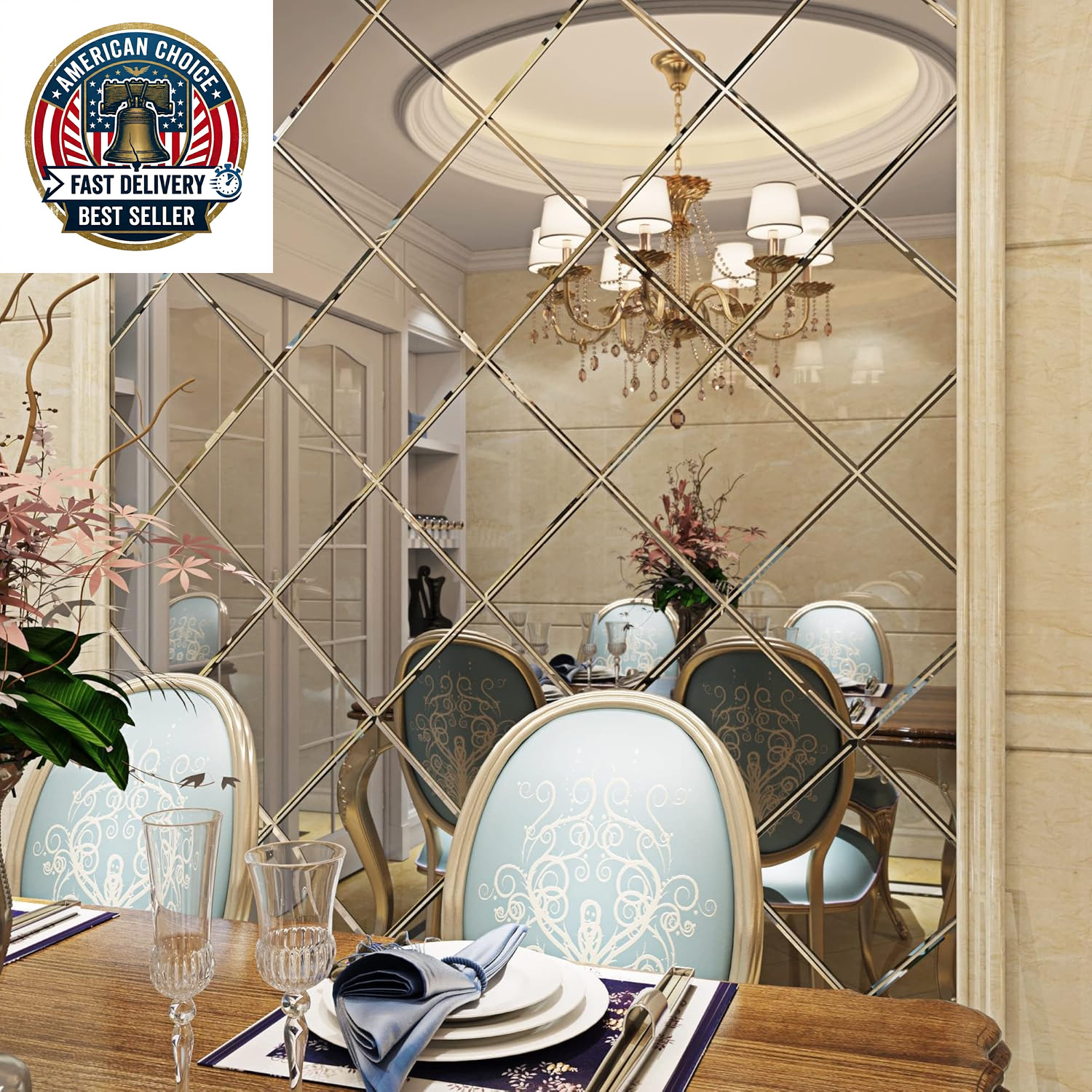 24″X197″ Large Flexible Self Adhesive Mirror Stickers for Walls Mirror Decor Sti