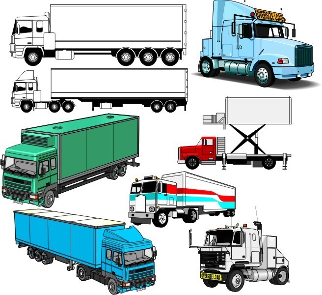 Vector Trucks Bundle, Truck Vector CDR Files, Editable Truck Clipart-Vector CDR
