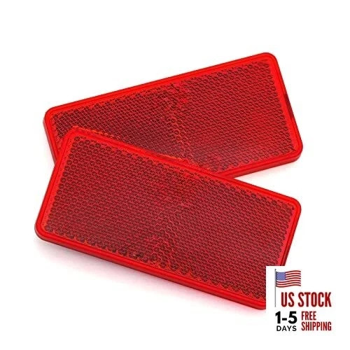 2Pcs Plastic Rectangular Stick-on Reflector Sticker () 3.70 x 1.73 in Red