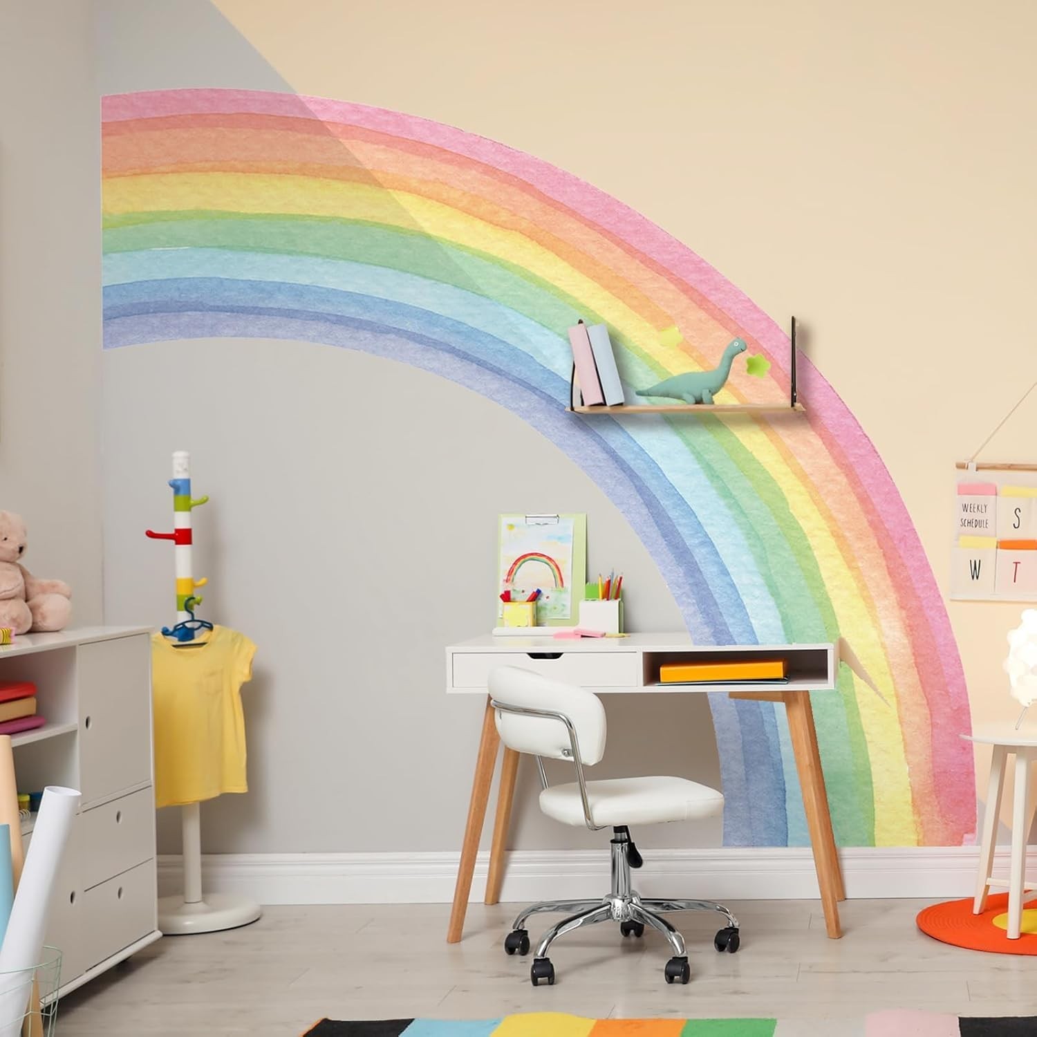 55″x63″ Large Rainbow Wall Stickers, Mural Watercolor Half Rainbow Wall Decal…