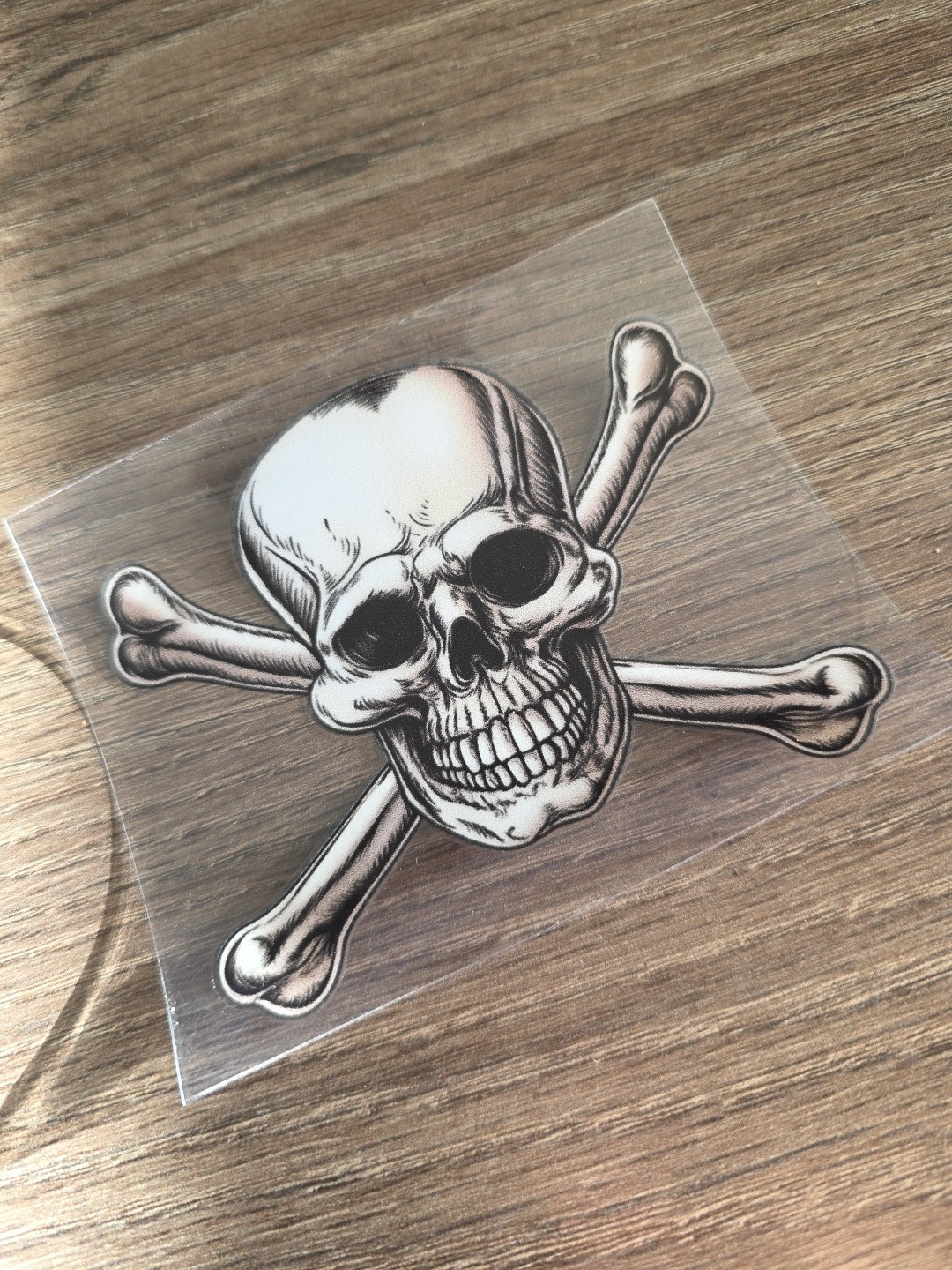 Skull And Crossbones Raised UVDTF Decal Made In USA Waterproof