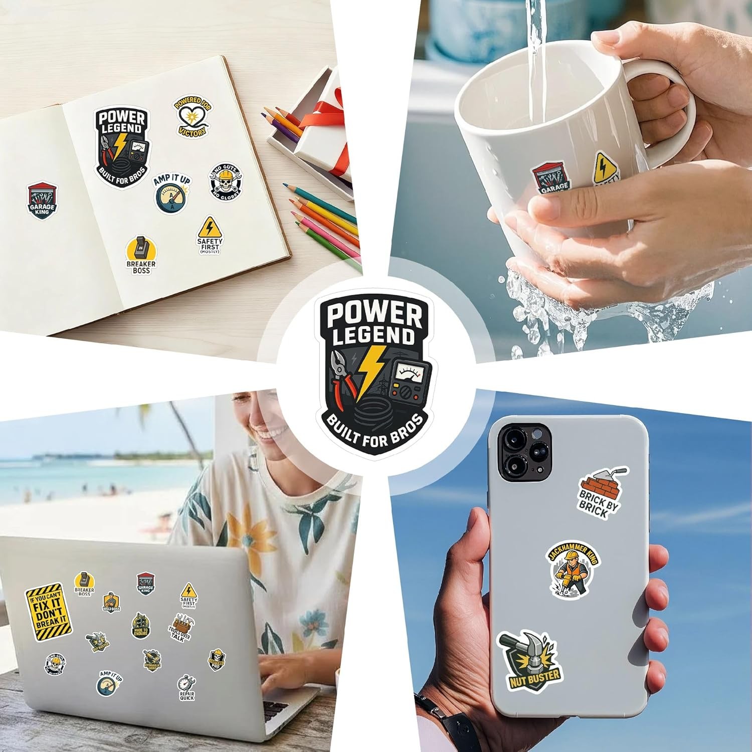 100 Waterproof Funny Hard Hat Stickers – Vinyl Decals for Helmets