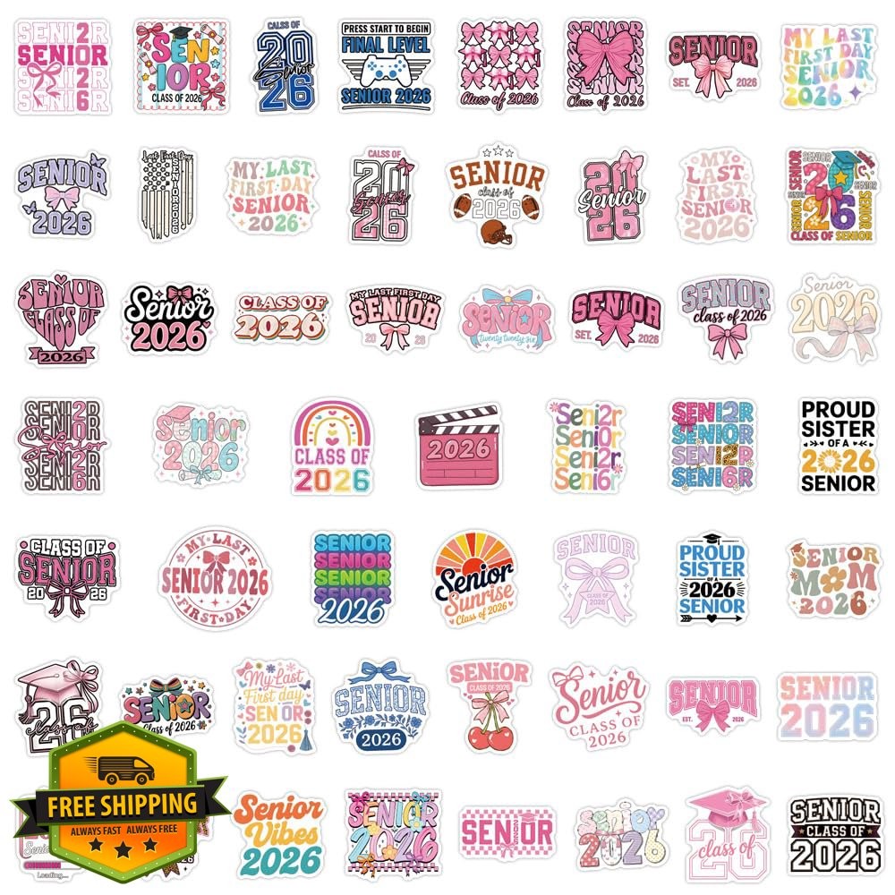 54Pcs Class of 2026 Stickers, Waterproof Vinyl Decals Pack