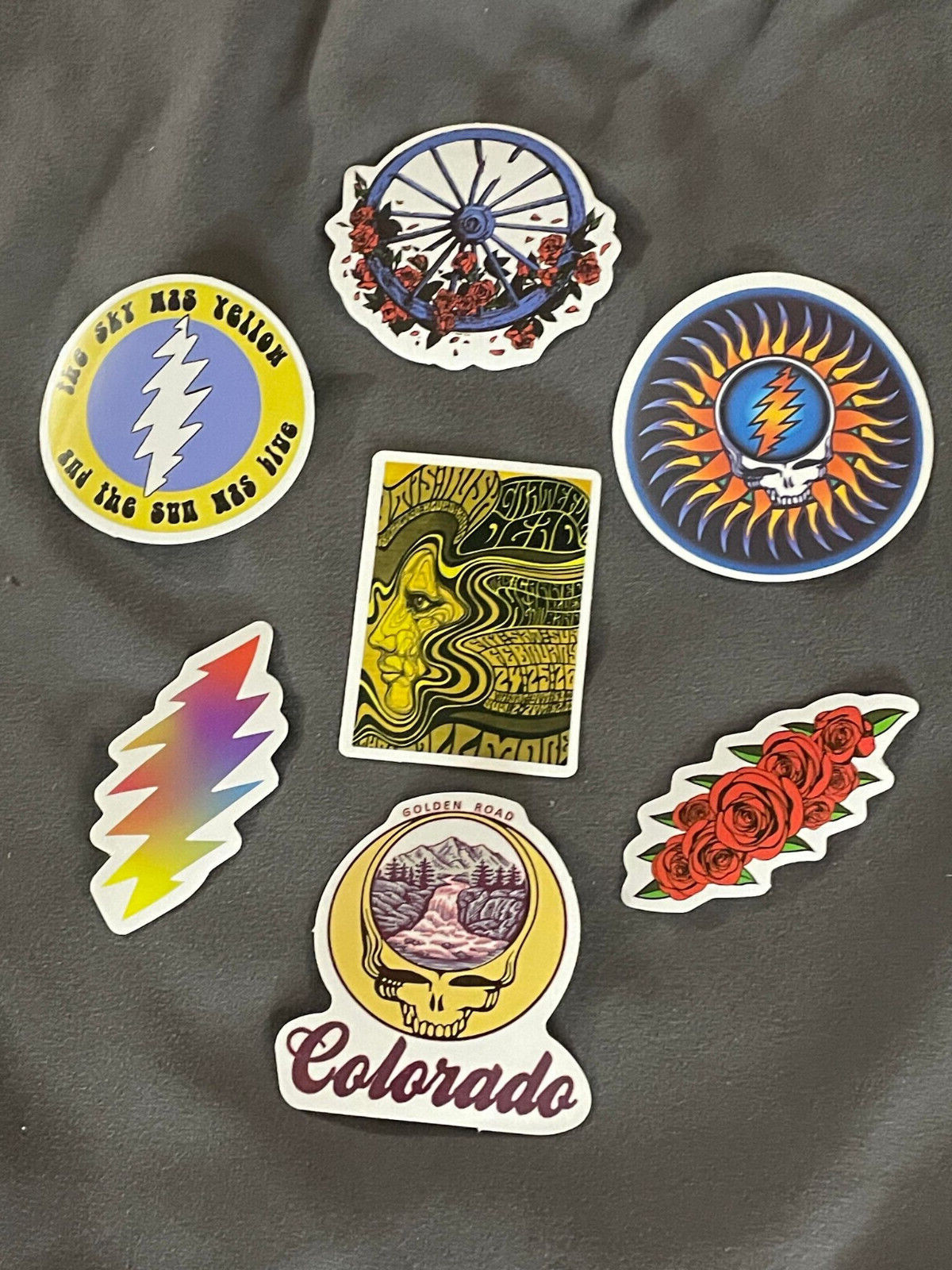 Lot of (7) GRATEFUL DEAD 1″ to 2 1/4″ JERRY GARCIA Band Stickers FAST! FREE SHIP