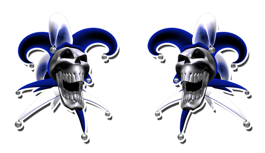 Clown Sticker Evil Jester Skull Green Red Yellow Purple Orange Blue 2 PACK OPEN