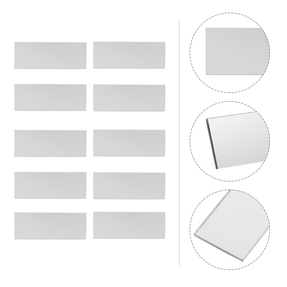 10pcs Mirror Mosaic Tile Rectangular Mosaic Mirrors Stripes Craft Mirror