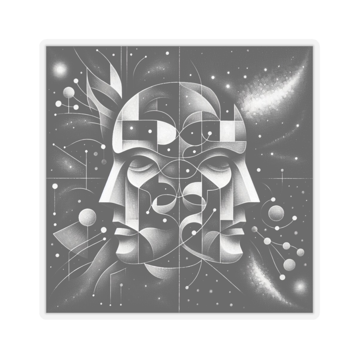 Sticker Art Deco Duality Mask Abstract Cosmos Museum Gallery 2×2″ 3×3″ 4×4″ 6×6″