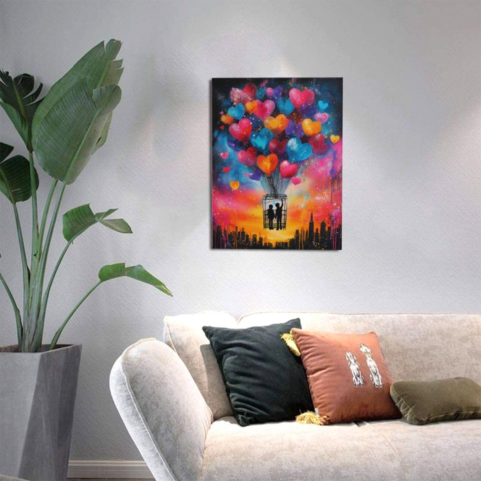 Banksy Street Graffiti Wall Art Balloon Canvas Wall Decor Pictures Paintings …