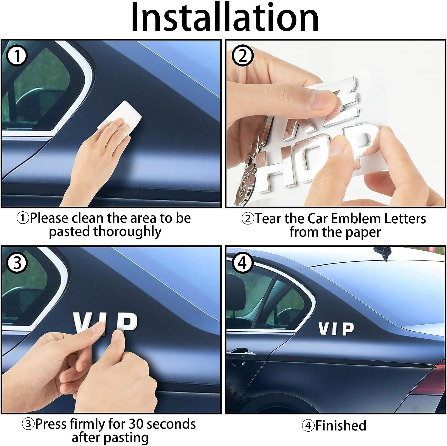 43Pcs Car Emblem Letters Sticker DIY 3D Chrome Number Symbol Badge Decal