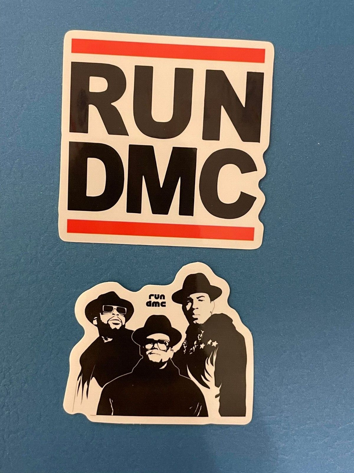 Lot (2) RUN DMC 2″ to 2 1/2″ Band STICKERS Black White Red FAST! FREE SHIP!