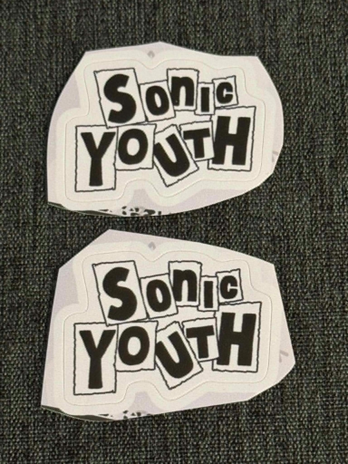 Lot (2) SONIC YOUTH 1 1/4″ x 1 3/4″ Band STICKERS White Black FAST! FREE SHIP!