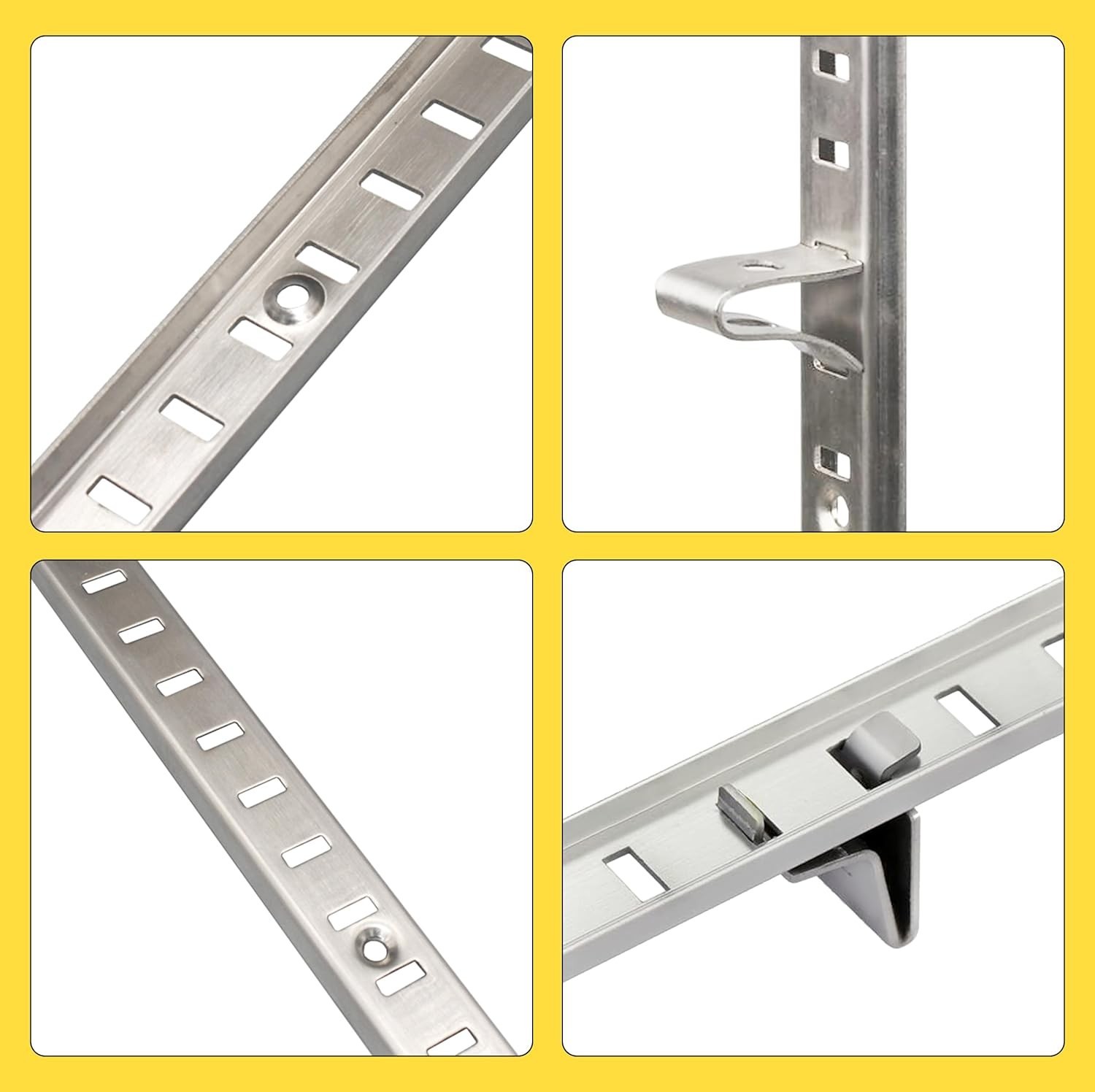 Adjustable Shelf Bracket 40 Inch 8 Pack Silver Pilaster Strips Rail Track Wall