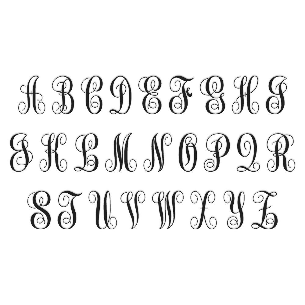 Vine Interlocking Monogram Letters Vinyl Wall Decal Sticker Art Home Decor
