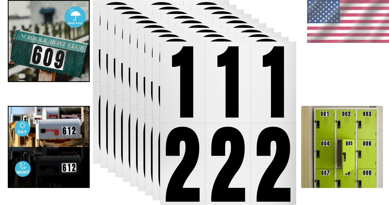 Reflective Waterproof Address Number Stickers – 60 Pack for Easy Identification