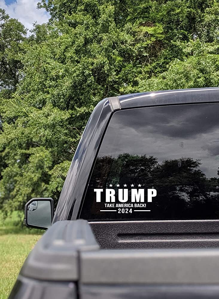 TRUMP 2024 – TAKE AMERICA BACK – Vinyl Decal Sticker 5″x2″ White-