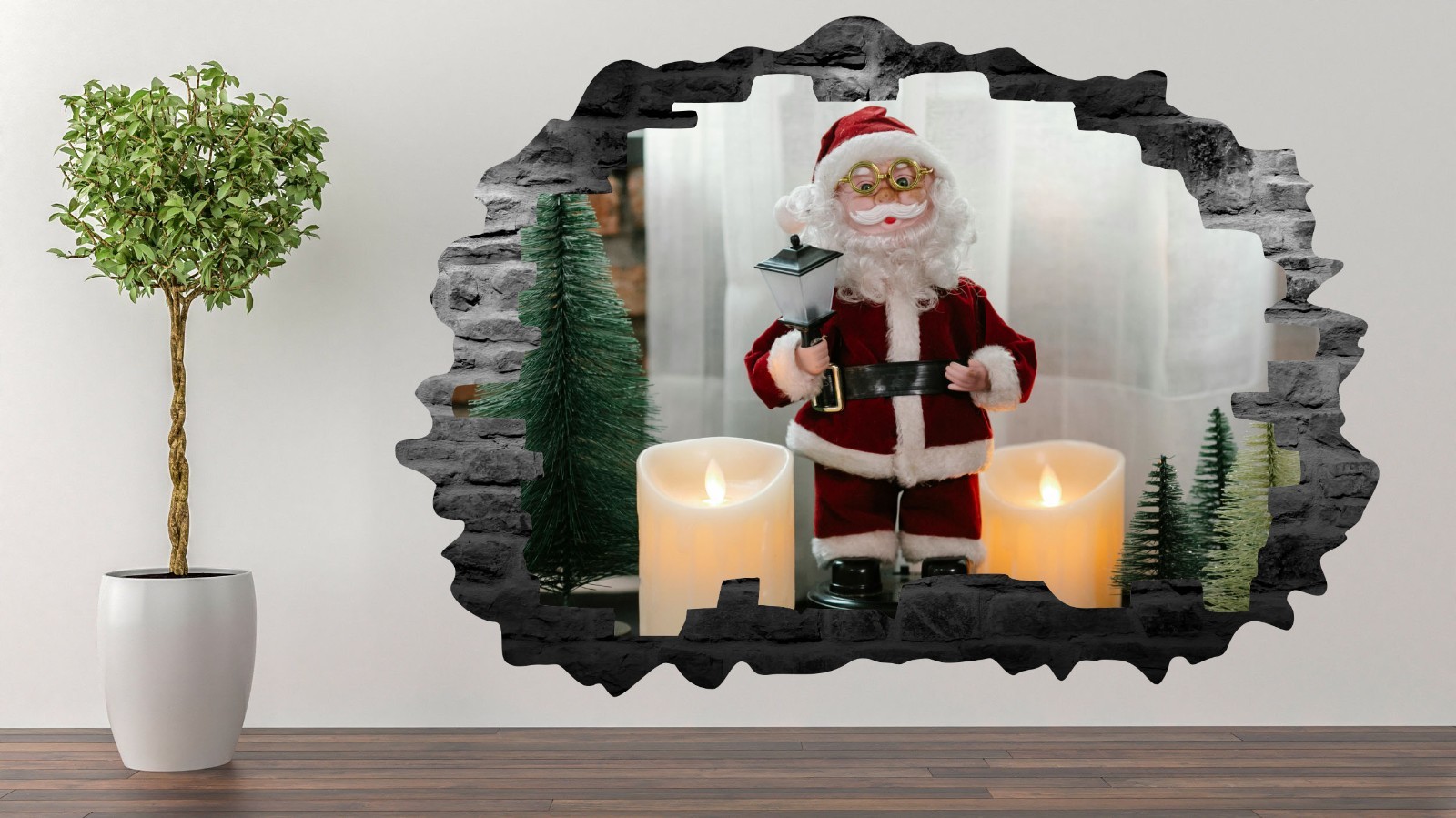 Christmas Santa Wall Decal STICKER MURAL | Festive Santa Vinyl Decor M-24