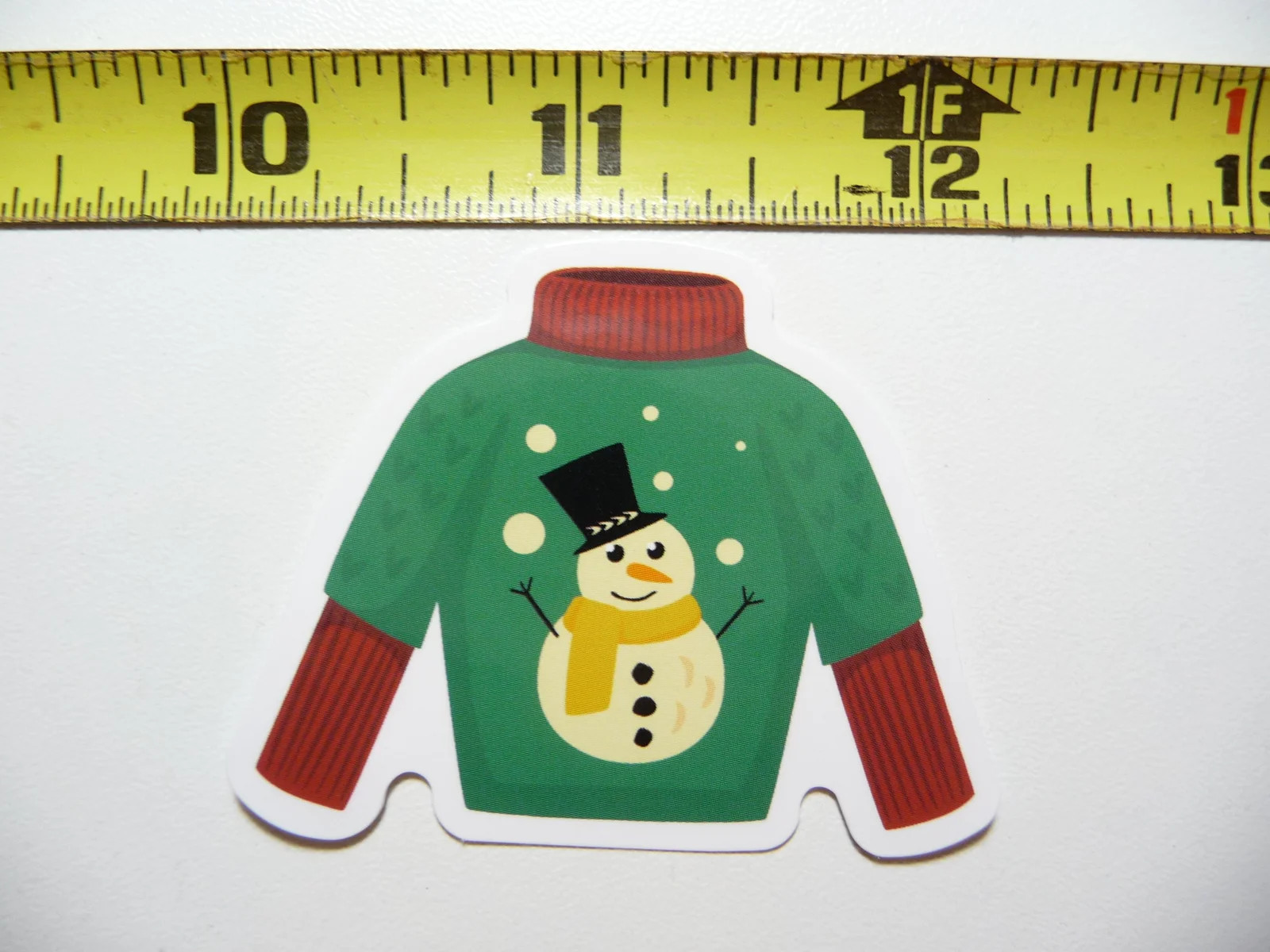 CHRISTMAS SWEATER WITH SNOWMAN SMALL STICKER DECAL WINTER HOLIDAYS CHRISTIAN FUN