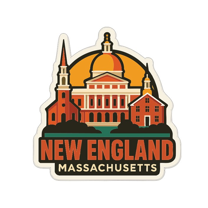New England Sticker Decal Vinyl Die-Cut City Skyline Landmark Design
