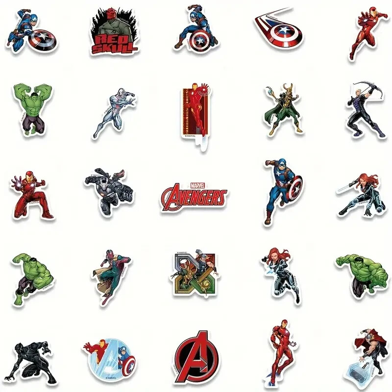 50pc MARVEL SUPERHEROES BATMAN SUPERMAN SPIDERMAN Vinyl Stickers, Great Colors