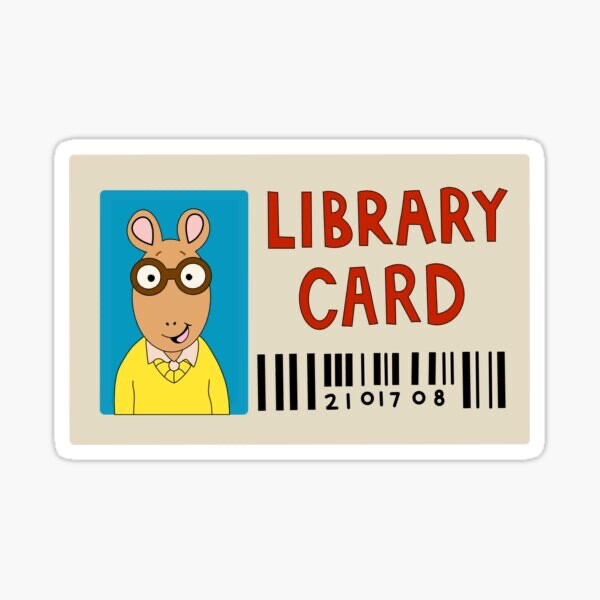 Arthur’s Library Card Read Books for Wall Decor Bumper Laptop Vinyl Sticker