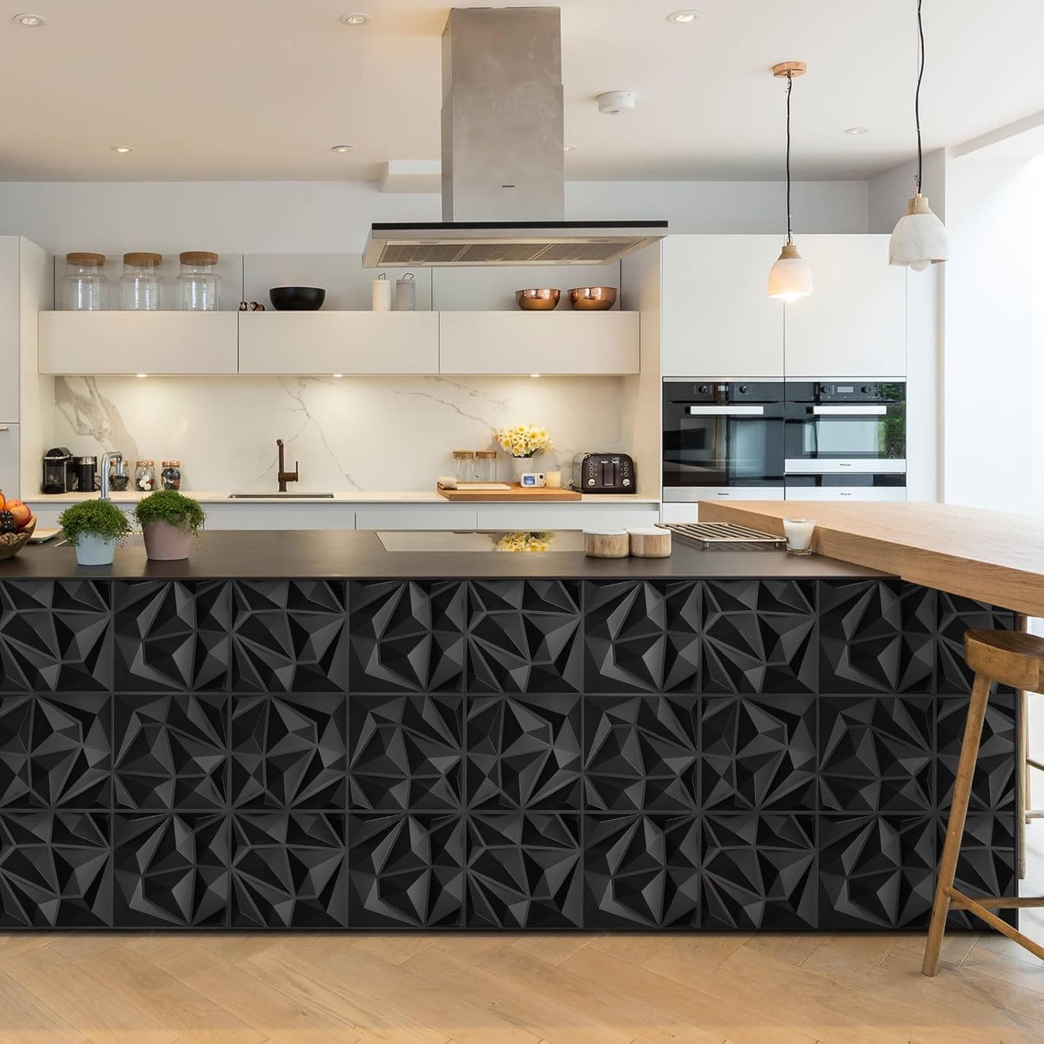 33 Pack Decorative 3D Wall Panels for Interior Decor,12”x12” Black