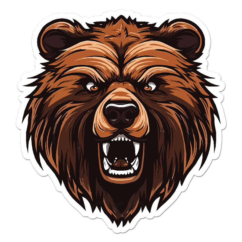 Grizzly Bear Head, Vinyl Decal Sticker, Indoor Outdoor, 3 Sizes, #11298