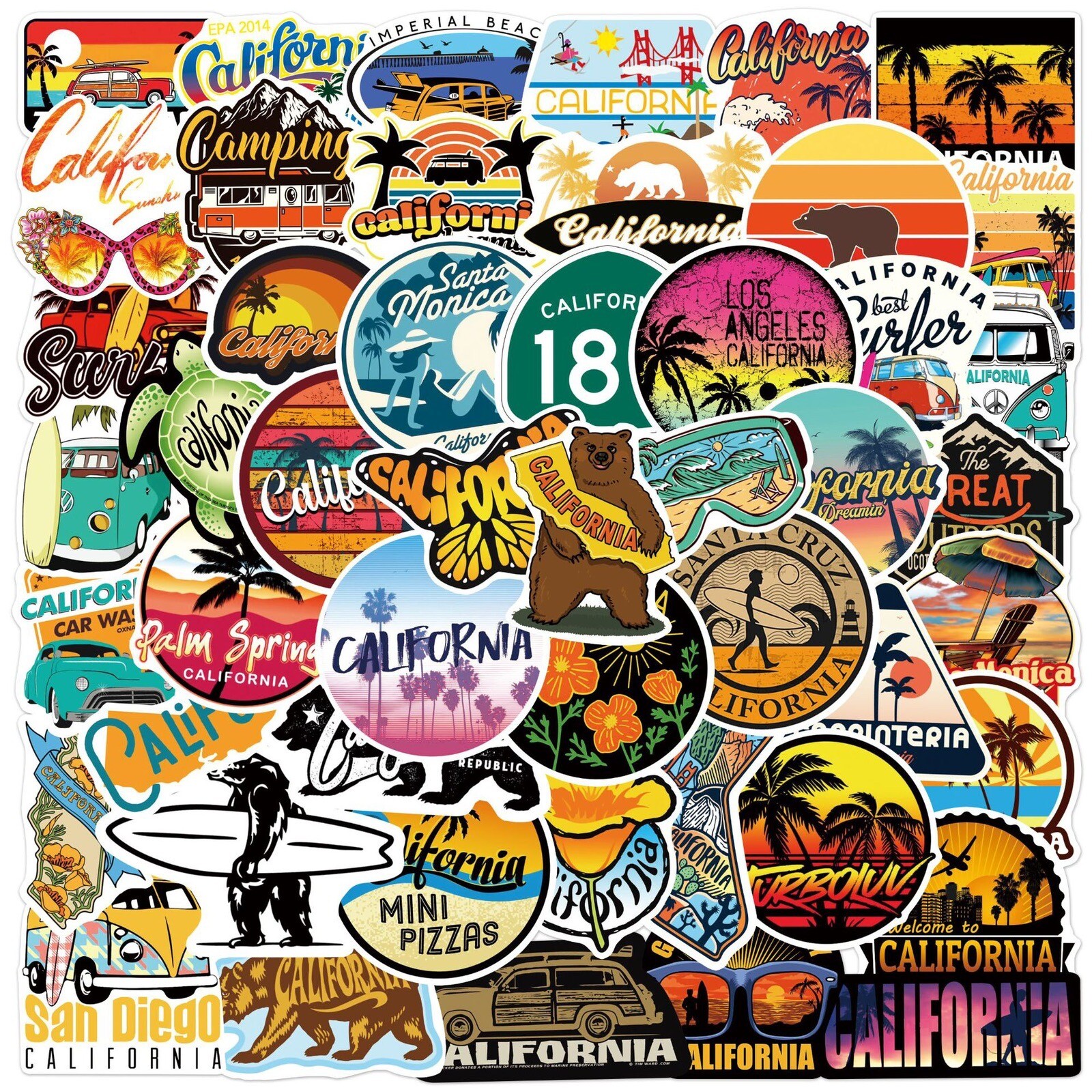 50 California Stickers CA Golden State Decals Laptop Hydro Yeti Free Shipping!