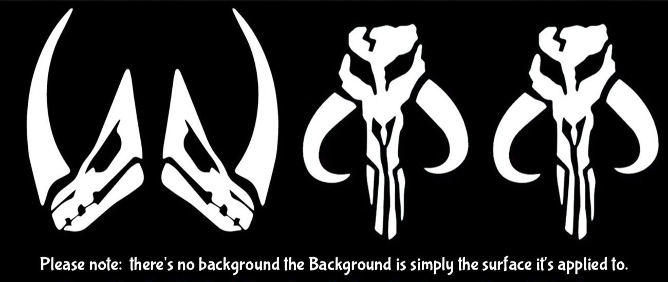 Mandalorian Mythosaur Skull & Mudhorn Signet Four Pack 4″ Vinyl Decals