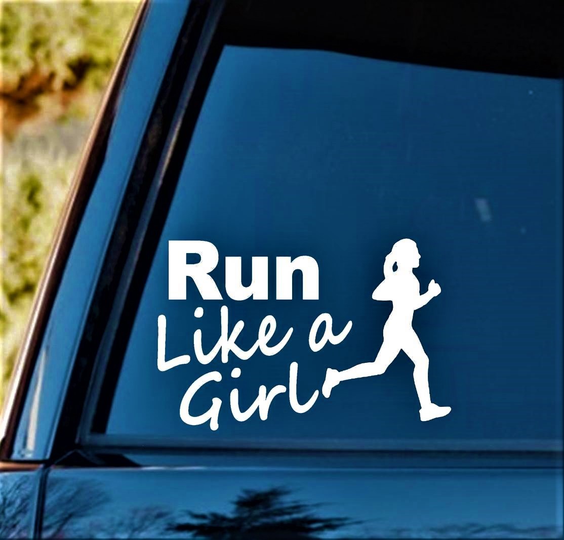 Run Like A Girl Decal Sticker Runner Running Marathon 5K 10K 13.1 26.2 Art E1055