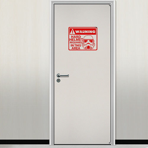 Helmet Required Area Warning Humorous Vinyl Decal for Home Wall Door Store Decor