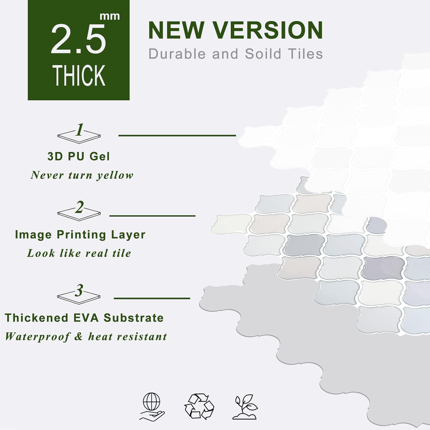 Arabesque Peel Stick Backsplash 12×12′ Self AdhesiveWall Tile Thicker Light Tone