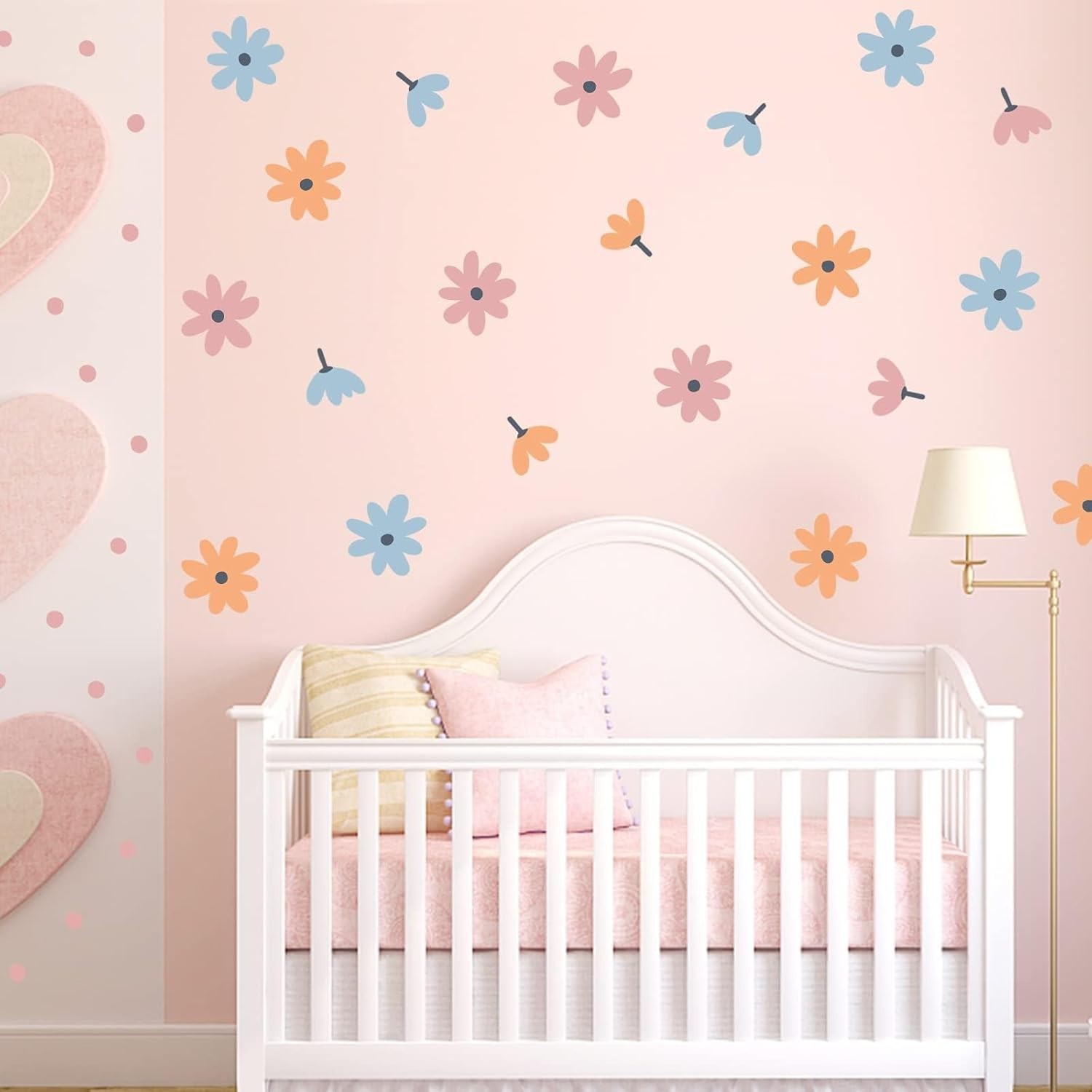 Waterproof Floral Wall Decals – Retro Daisy Decor for Kids’ Rooms, 44 Stickers
