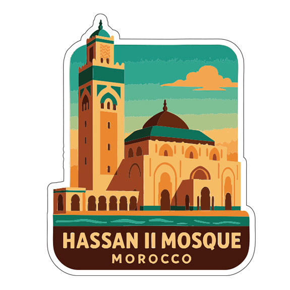 Hassan II Mosque Morocco Sticker Decal Vinyl Die-Cut Symbolic Landmark Design