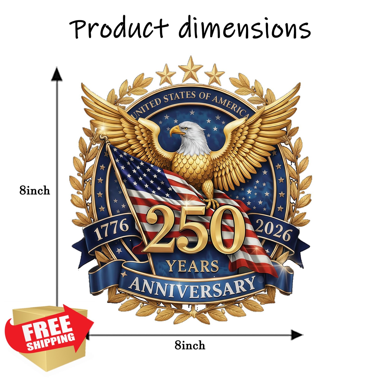 CuddleJunk US 250th Decal Style 01 8 Inch 2PCS