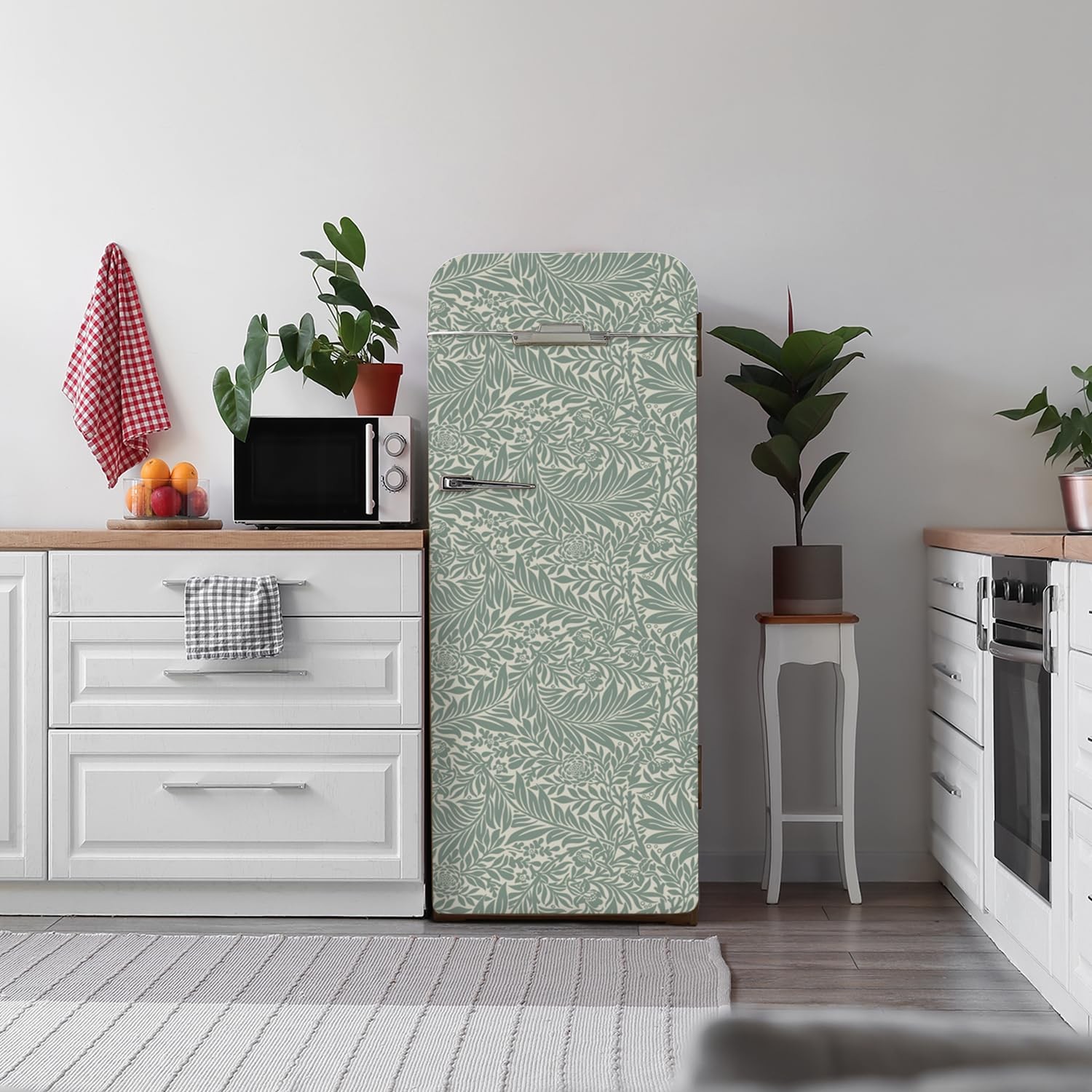Vintage Self-Adhesive Fridge Door Mural for Kitchen, 11.25″ x64.17″ 2pc, Gras…
