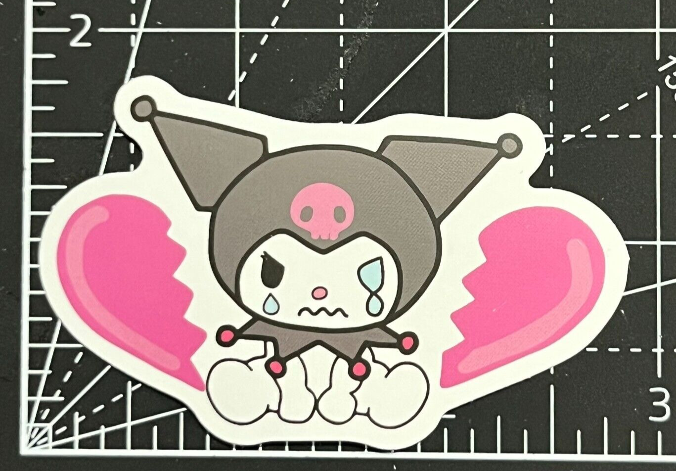 Kuromi Heartbroken With Black Eye Angry – Vinyl Sticker Bomb Sanrio Kawaii Love