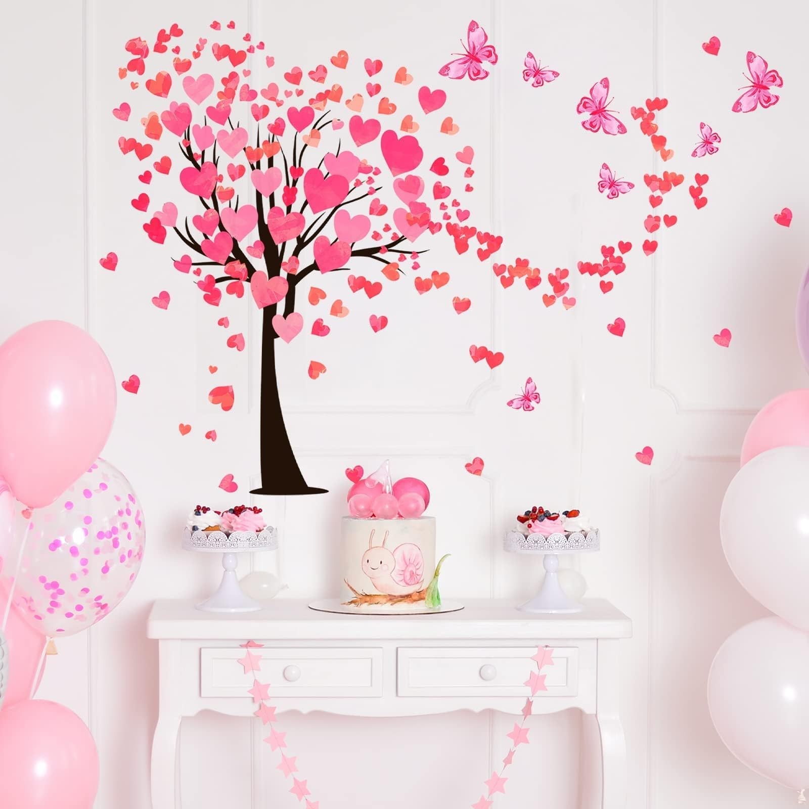 Heart Tree Wall Decal 48x34in Red Vinyl