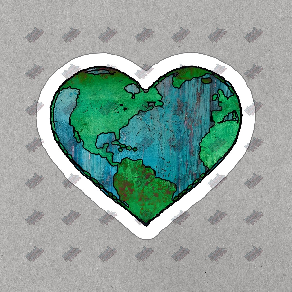 Vintage Heart Earth Vinyl Sticker Eco Friendly Decal for Laptops, #790797
