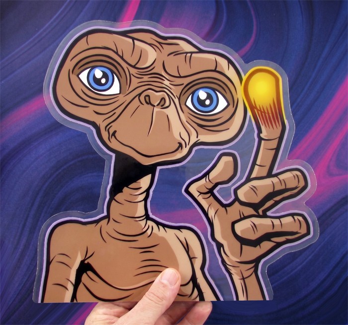 GIANT 10″ E.T. Peeking Vinyl Transparent Sticker Extra Terrestrial ET Decal