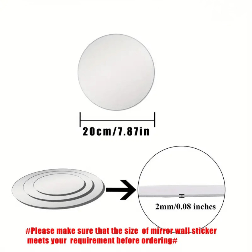3Pcs Round Flexible Acrylic Mirror Wall Stickers Unbreakable Bathroom Decor
