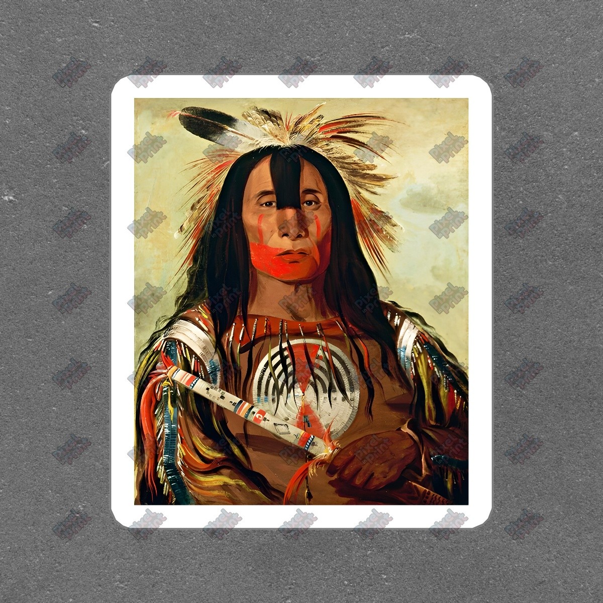 Vintage Native American Warrior Vinyl Sticker Boho Decor Laptop, #710731