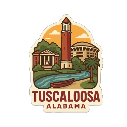 Tuscaloosa Alabama Sticker Decal Vinyl Die-Cut City Skyline Landmark Design