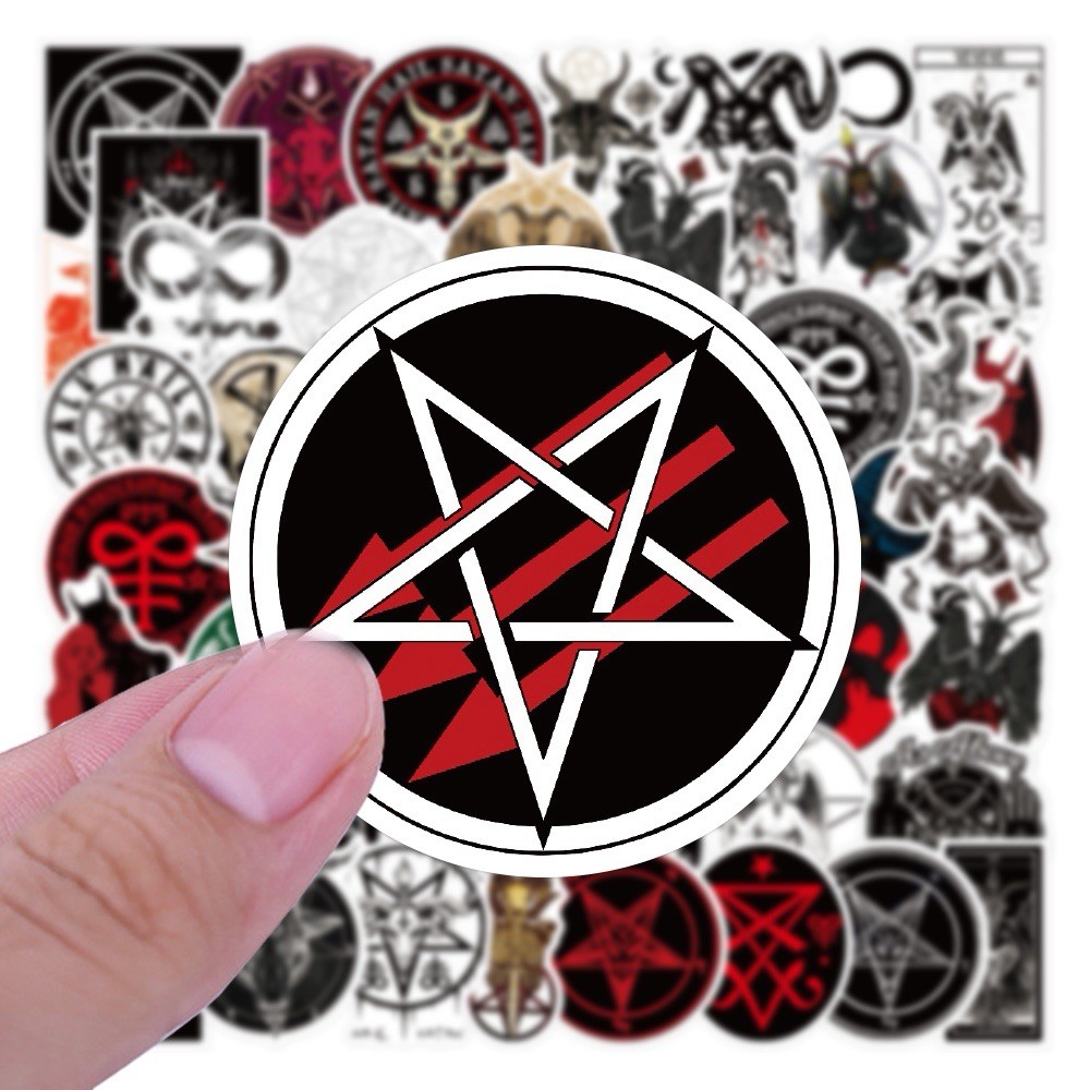 10 Random Satanic Stickers Devil 666 Decals Skull Satan Horror Red Free Shipping